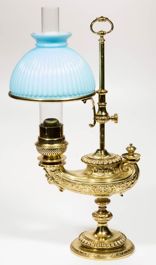 BRASS PLUME AND ATWOOD SINGLE-ARM HARVARD STUDENT LAMP (1 of 1)