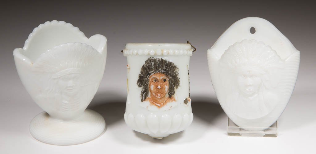 ASSORTED OPAQUE WHITE GLASS FIGURAL MATCH HOLDERS, LOT (1 of 1)