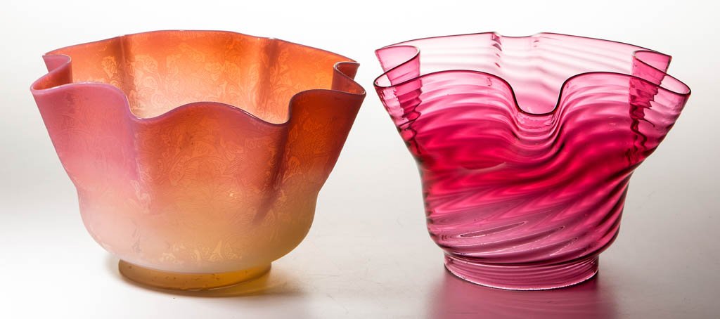 ASSORTED TOOLED RIM LAMP SHADES, LOT OF TWO (1 of 1)