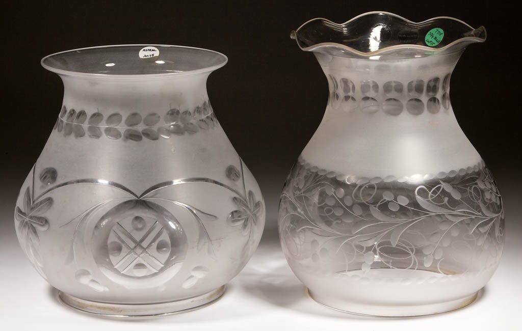 ASSORTED CUT AND FROSTED LAMP SHADES, LOT OF TWO (1 of 1)