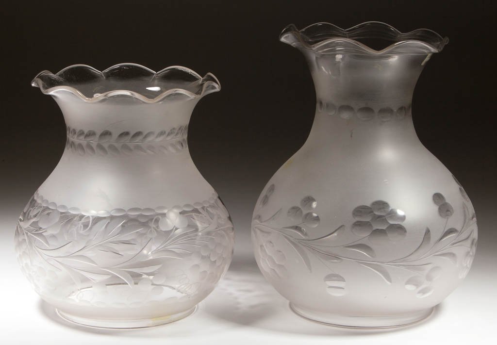 ASSORTED ENGRAVED AND FROSTED LAMP SHADES, LOT OF TWO (1 of 1)