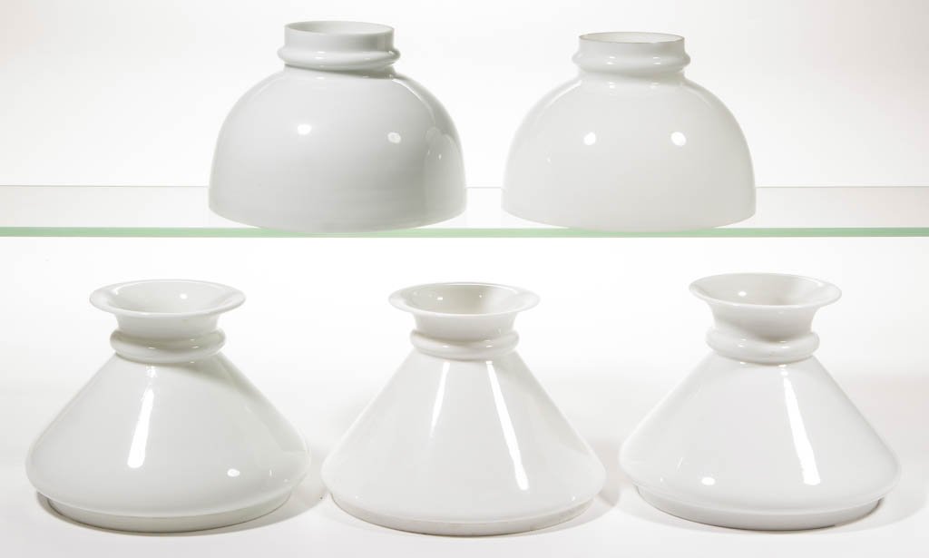 ASSORTED OPAQUE WHITE LAMP SHADES, LOT OF FIVE (1 of 1)