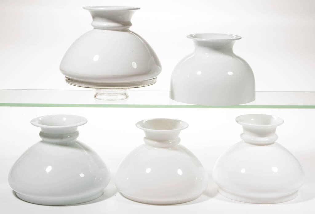 ASSORTED OPAQUE WHITE LAMP SHADES, LOT OF FIVE (1 of 1)