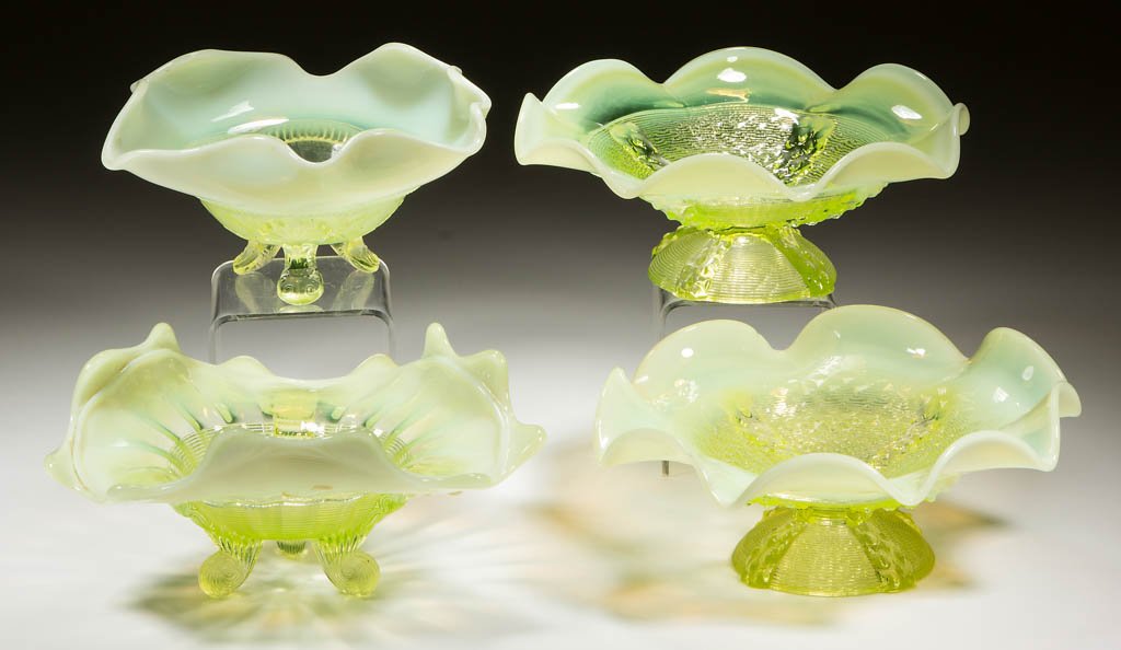 ASSORTED PRESSED FOOTED DISHES, LOT OF FOUR (1 of 1)