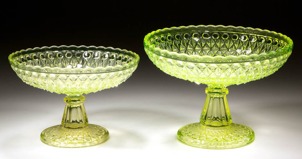 CENTRAL NO. 775 / PRESSED DIAMOND COMPOTES, LOT OF TWO (1 of 1)