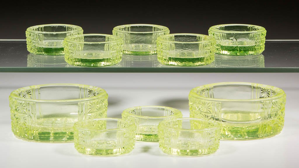 TWO PANEL OPEN SALTS, LOT OF TEN (1 of 1)