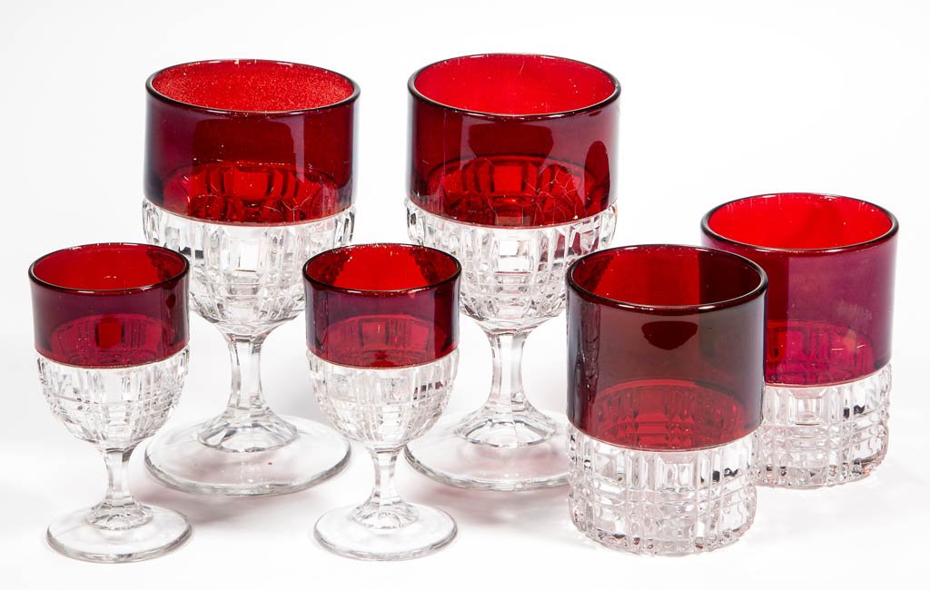 CO-OP BLOCK - RUBY-STAINED DRINKING ARTICLES, LOT OF (1 of 1)