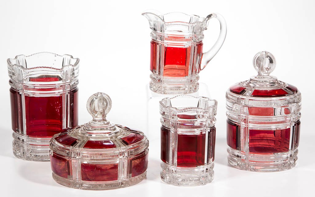 DUNCAN NO. 90 / ZIPPERED BLOCK - RUBY-STAINED (1 of 1)