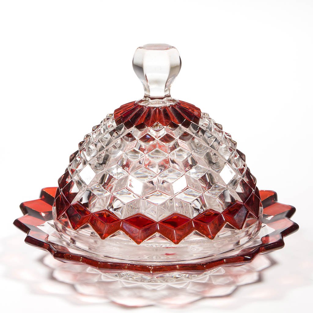 FOSTORIA NO. 2056 / AMERICAN - RUBY-STAINED BUTTER DISH (1 of 1)