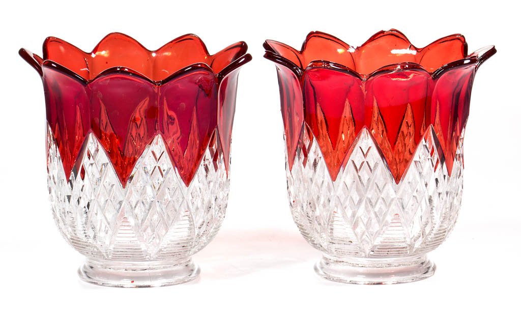 IMPERIAL NO. 47 - RUBY-STAINED GAS SHADES, LOT OF TWO (1 of 1)