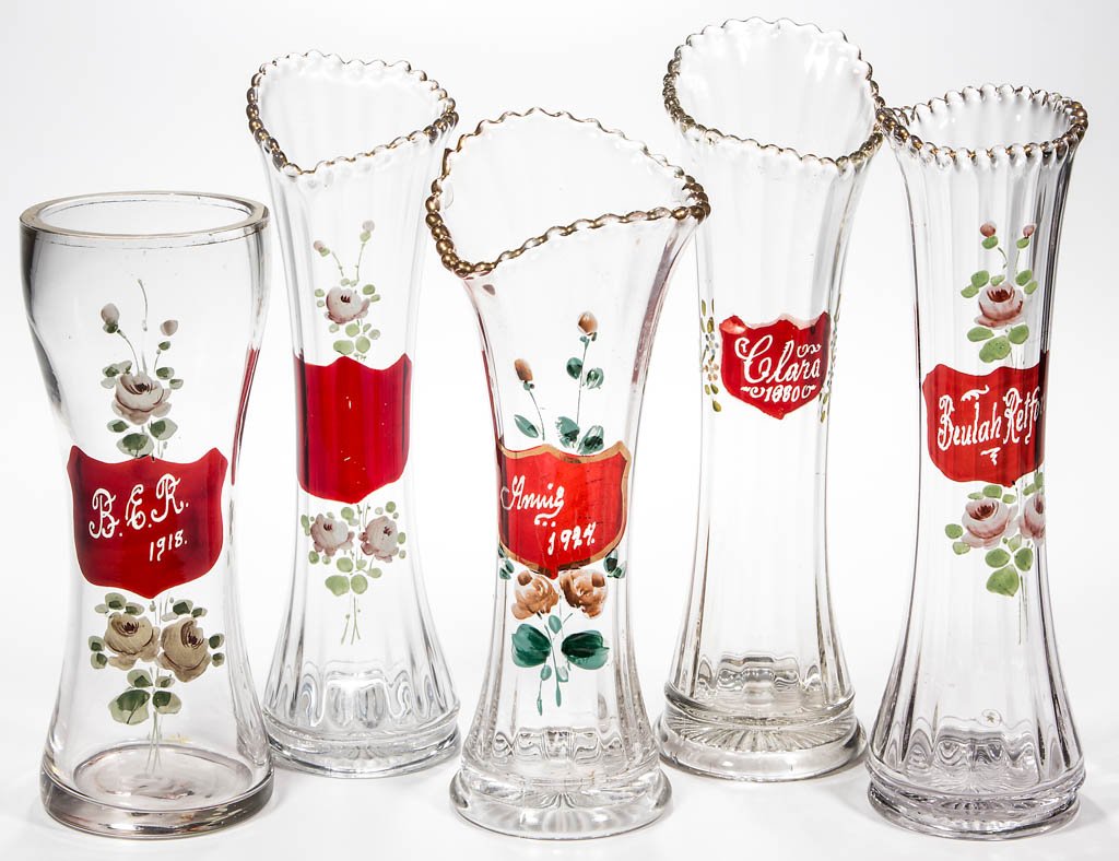 MADOLINE (OMN) - RUBY-STAINED VASES, LOT OF FIVE (1 of 1)