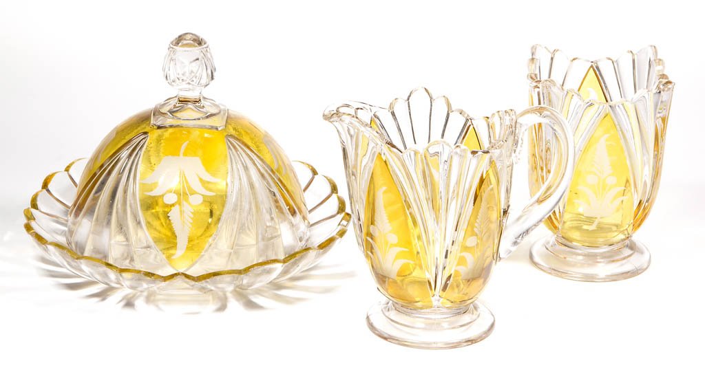 MILLARD - AMBER-STAINED THREE-PIECE TABLE SET (1 of 1)