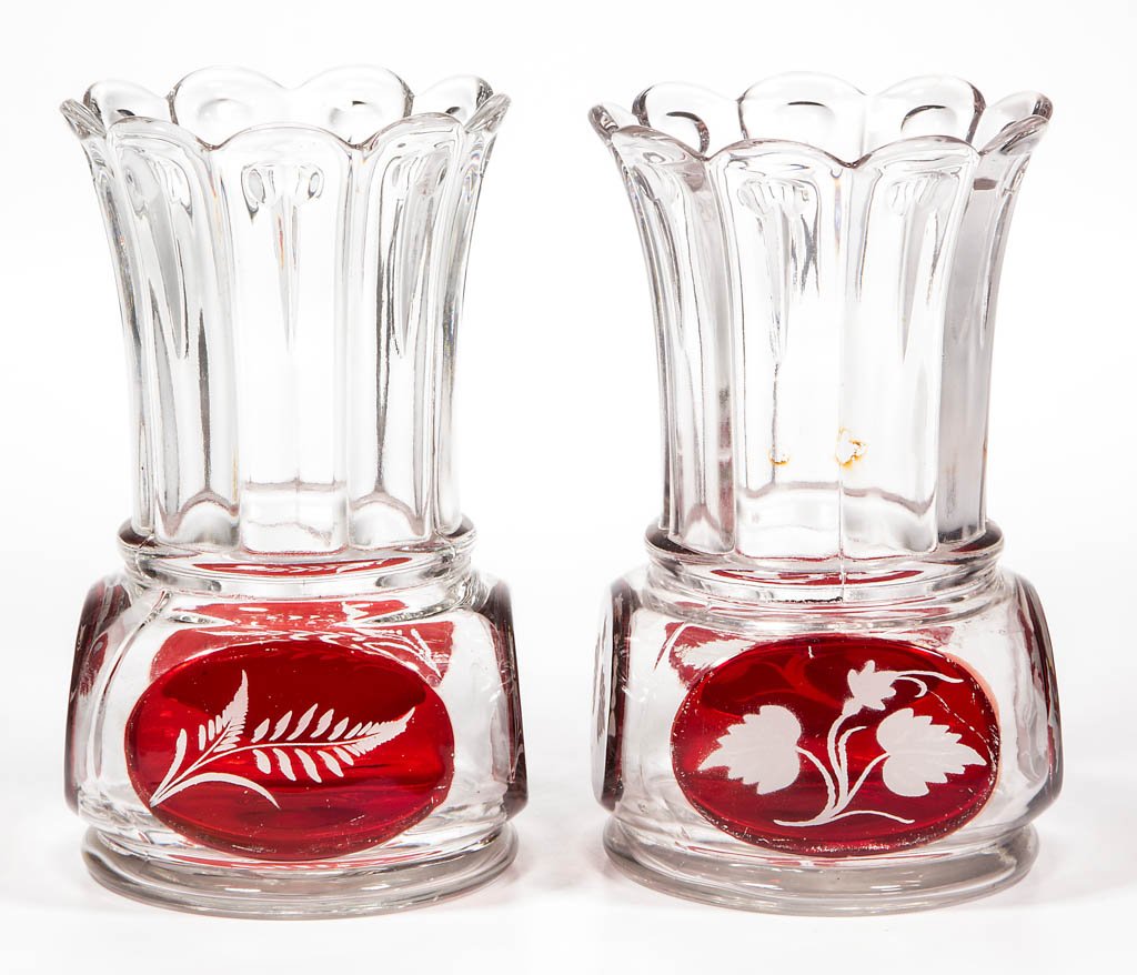 NAIL - RUBY-STAINED CELERY VASES, LOT OF TWO (1 of 1)