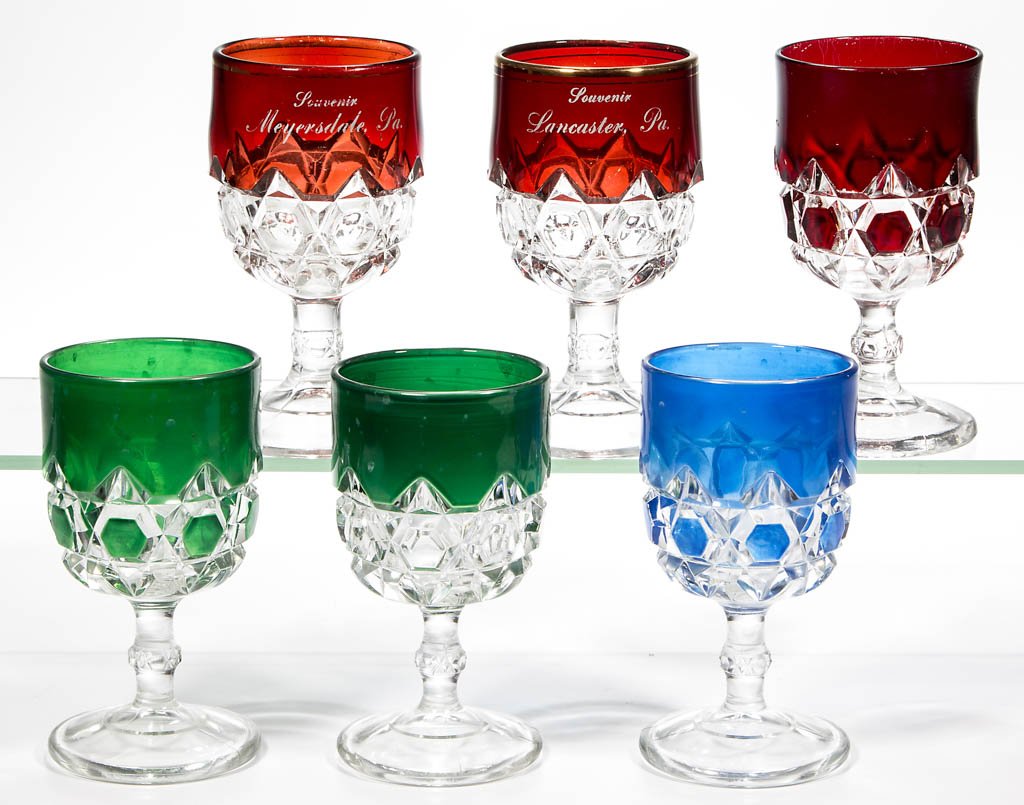 RED BLOCK - STAINED GOBLETS, LOT OF SIX (1 of 1)