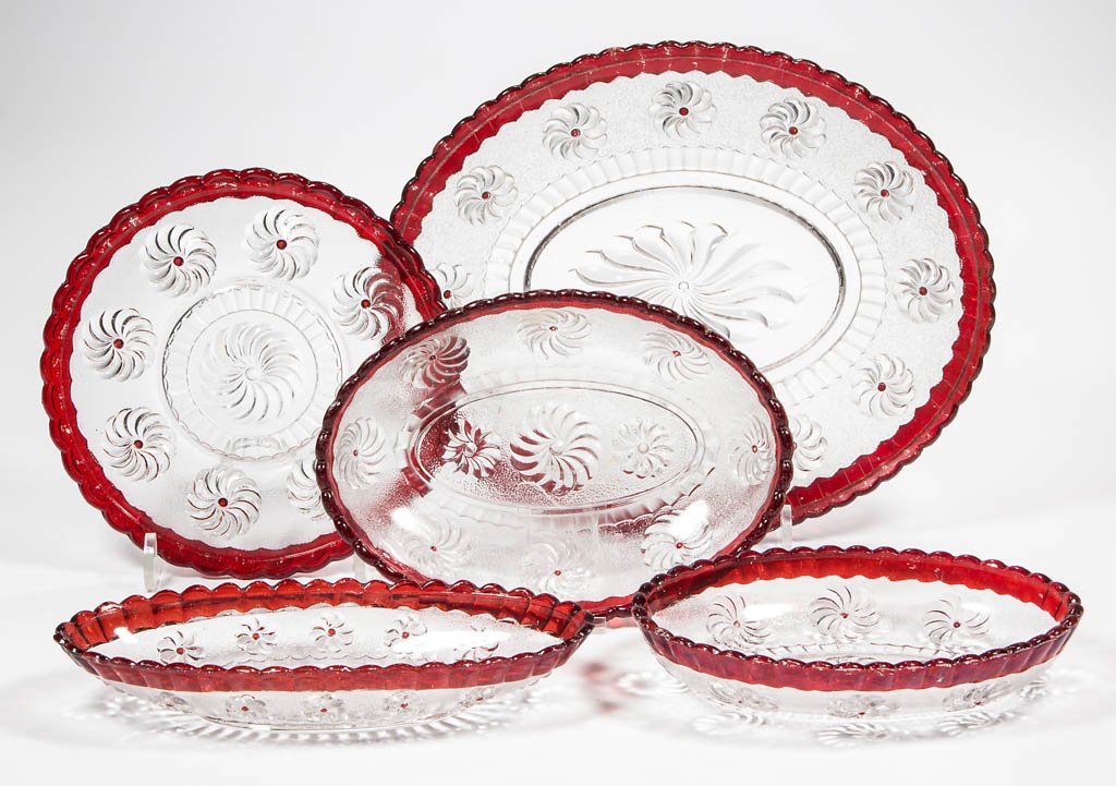 ROMAN ROSETTE - RUBY-STAINED TABLE ARTICLES, LOT OF (1 of 1)