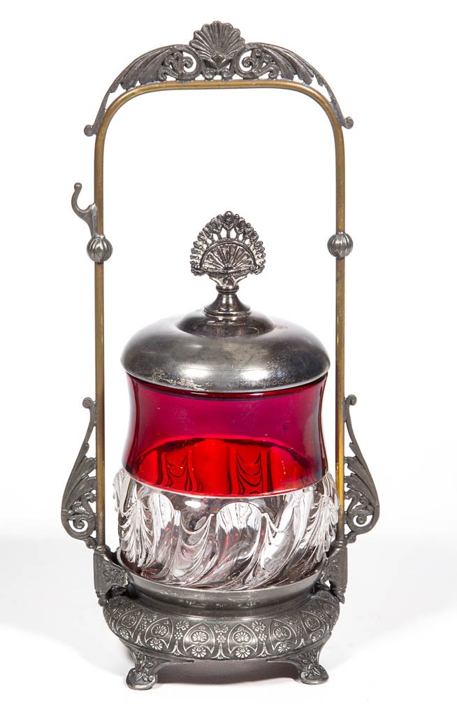 SCALLOPED SWIRL / YORK HERRINGBONE - RUBY-STAINED (1 of 1)