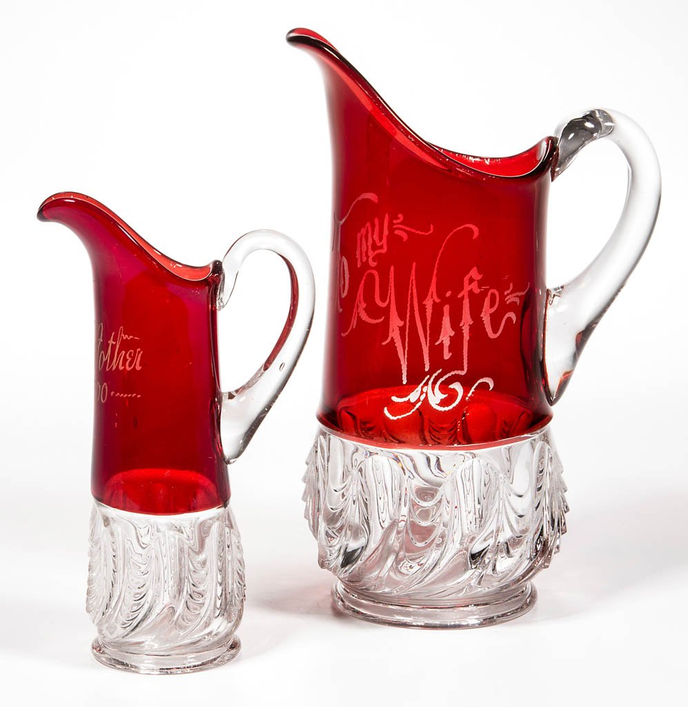 SCALLOPED SWIRL / YORK HERRINGBONE - RUBY-STAINED (1 of 1)