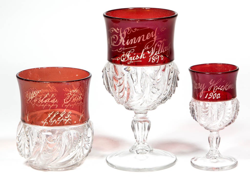 SCALLOPED SWIRL / YORK HERRINGBONE - RUBY-STAINED (1 of 1)