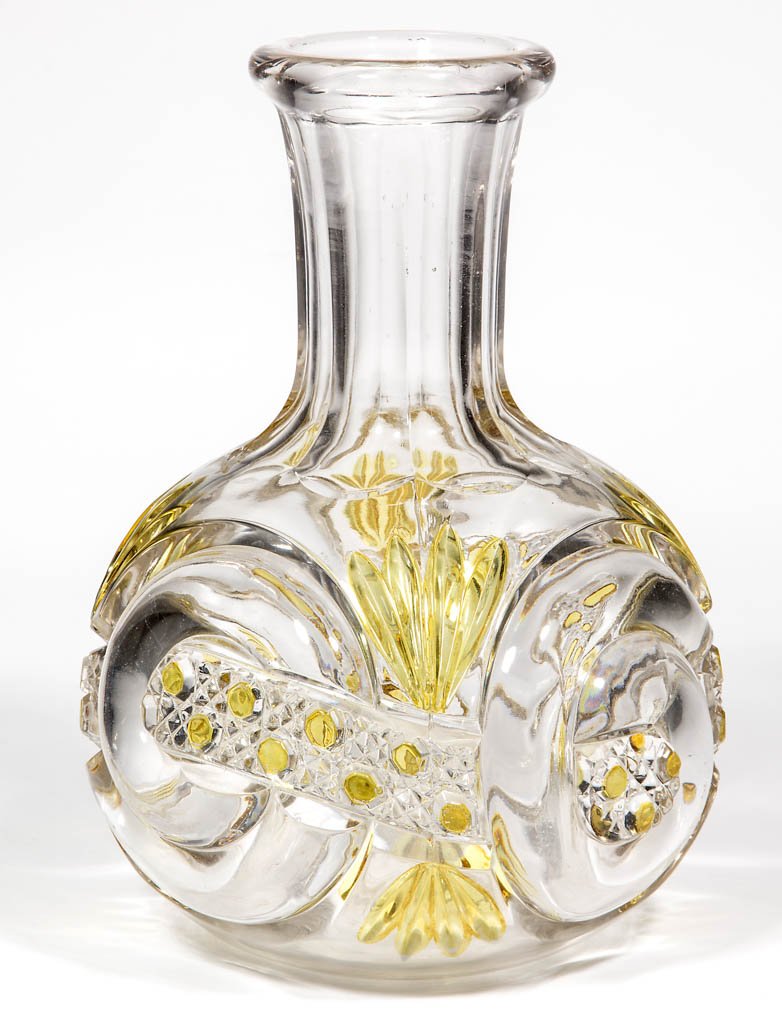 SCROLL WITH CANE BAND - AMBER-STAINED WATER BOTTLE (1 of 1)