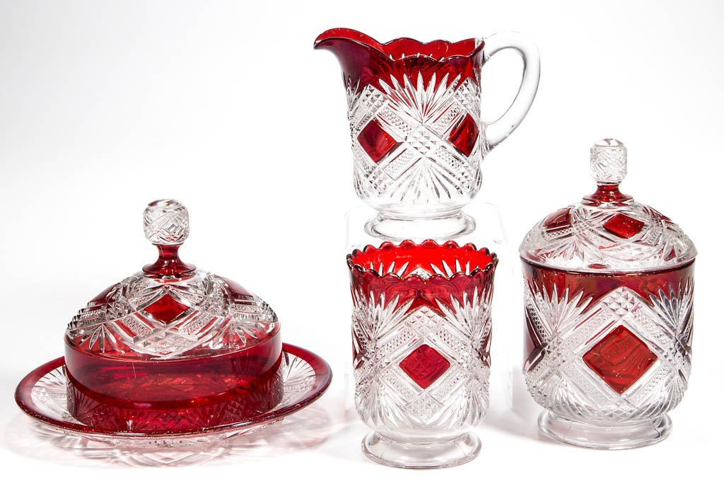 TACOMA (OMN) - RUBY-STAINED FOUR-PIECE TABLE SET (1 of 1)