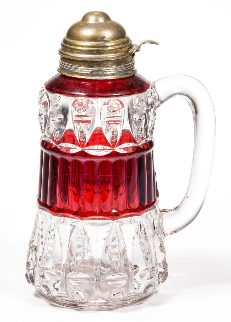 THOMPSON NO. 17 / TORPEDO - RUBY-STAINED SYRUP PITCHER (1 of 1)