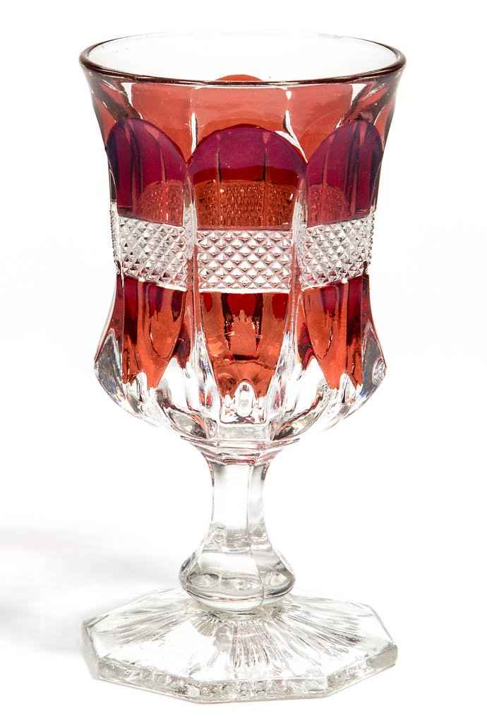 VIRGINIA / BANDED PORTLAND - RUBY-STAINED GOBLET (1 of 1)