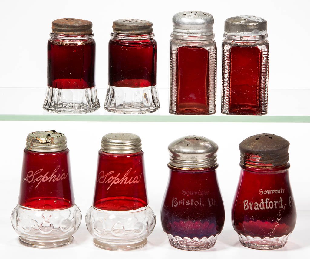 ASSORTED EAPG - RUBY-STAINED SALT AND PEPPER SHAKERS, (1 of 1)