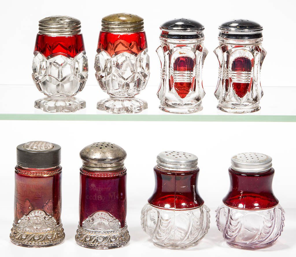 ASSORTED EAPG - RUBY-STAINED SALT AND PEPPER SHAKERS, (1 of 1)