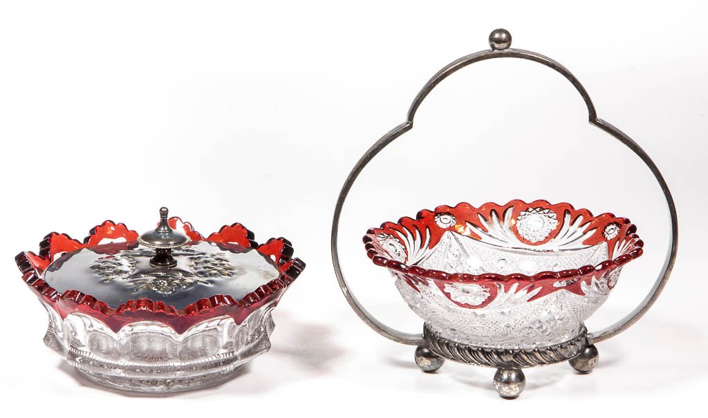 ASSORTED EAPG - RUBY-STAINED CONDIMENT DISHES, LOT OF (1 of 1)