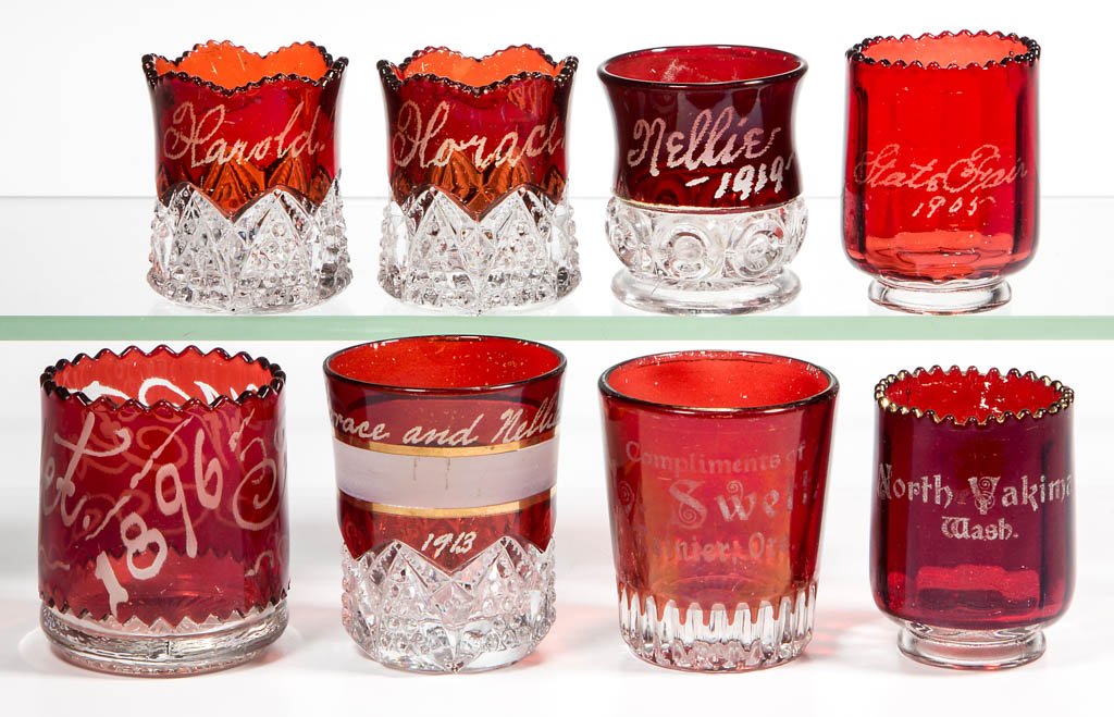 ASSORTED EAPG - RUBY-STAINED TOOTHPICK HOLDERS, LOT OF (1 of 1)