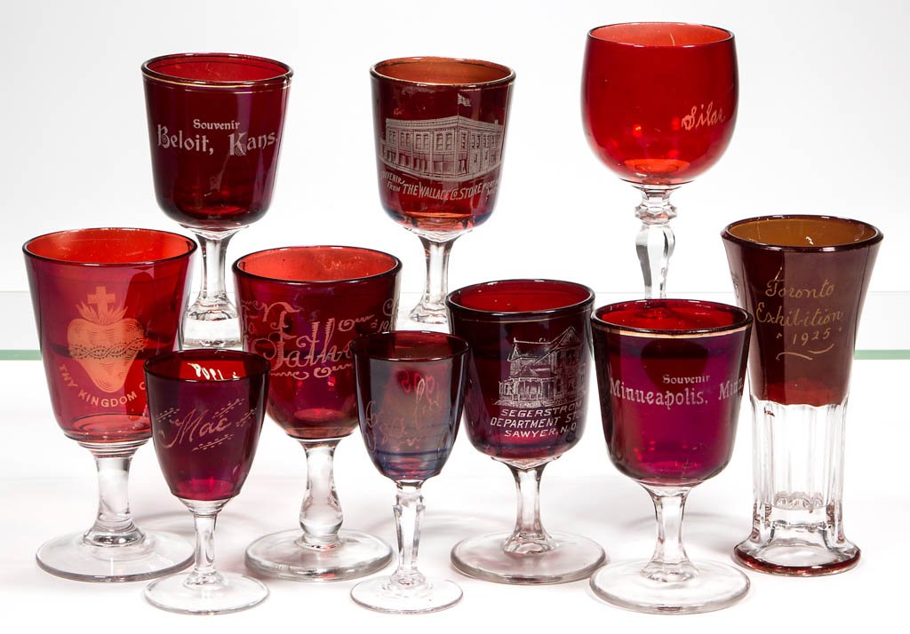 ASSORTED EAPG - RUBY-STAINED DRINKING ARTICLES, LOT OF (1 of 1)