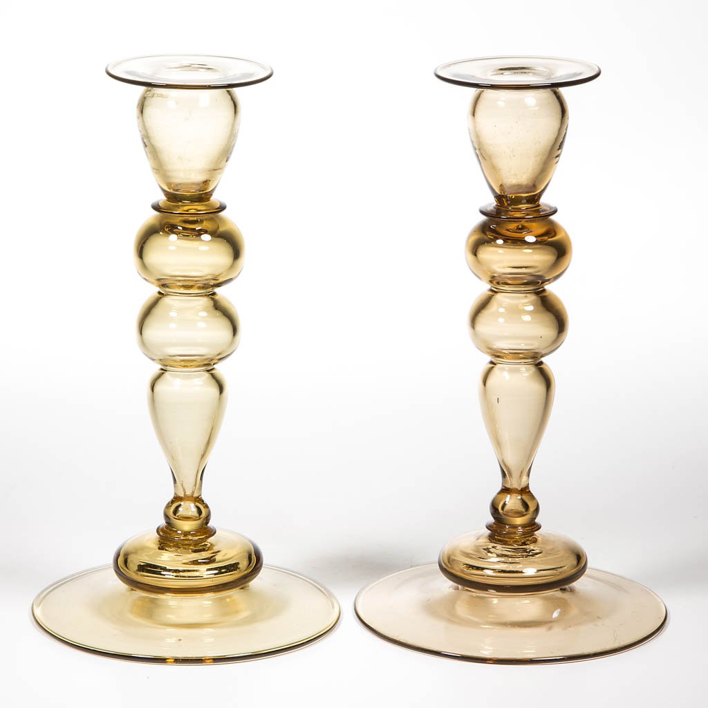 STEUBEN PAIR OF CANDLESTICKS (1 of 1)
