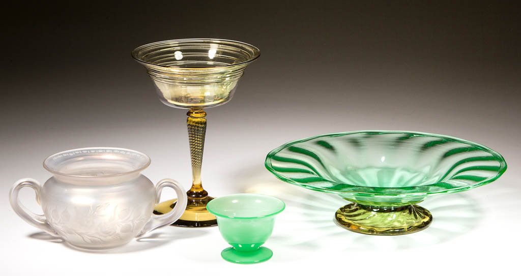 STEUBEN ART GLASS ARTICLES, LOT OF FOUR (1 of 1)