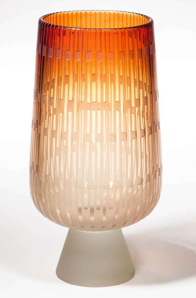 WILLIAM LEQUIER BASKET WEAVE STUDIO ART GLASS VASE (1 of 2)