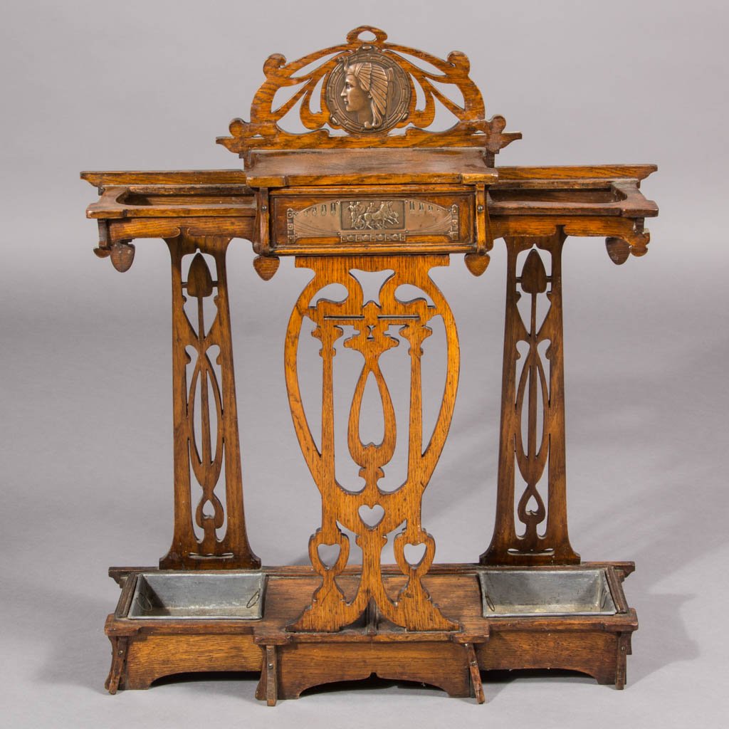 ARTS AND CRAFTS OAK UMBRELLA STAND (1 of 3)