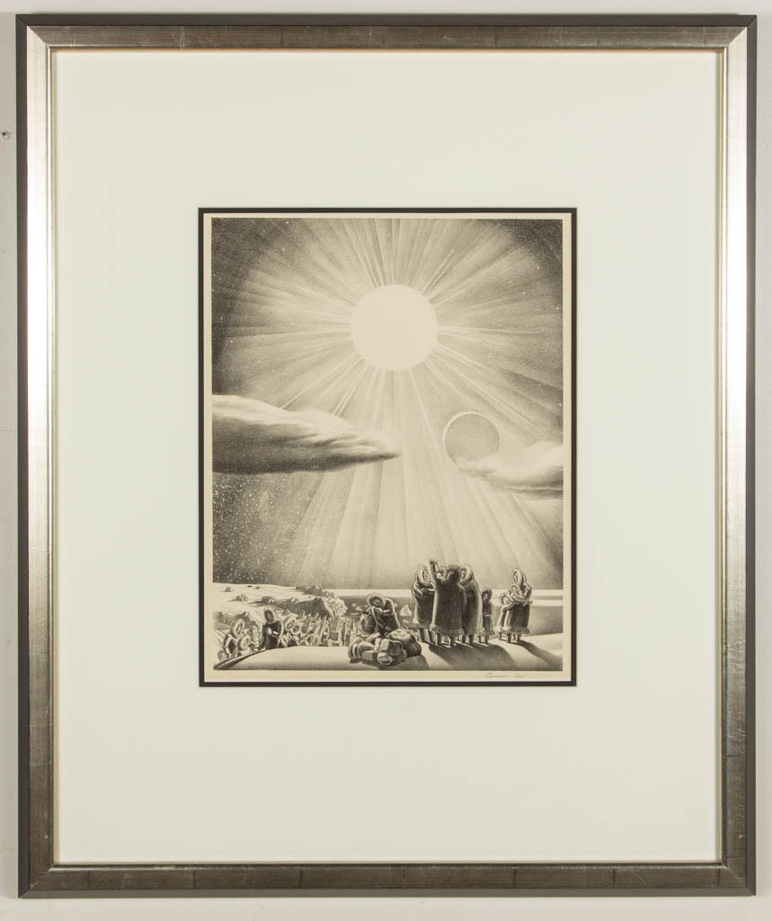 ROCKWELL KENT (AMERICAN, 1882-1971) "SOLAR FADE OUT": ROCKWELL KENT (AMERICAN, 1882-1971) "SOLAR FADE OUT" PRINT, lithograph on paper, from the "End of the World" series, pencil signed lower right margin. Matted and housed under glass in a modern frame. 