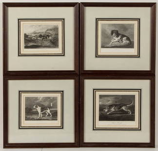 BRITISH CANINE SPORTING PRINTS, LOT OF FOUR: BRITISH CANINE SPORTING PRINTS, LOT OF FOUR, engraving on paper (each), including two examples engraved by Henry Richard Cook (19th century), one "Bloodhound", after James Ward (1769-1869), and the ot