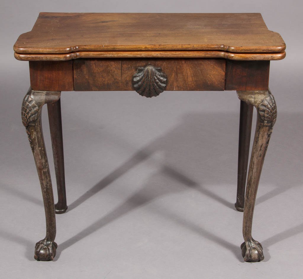 GEORGIAN CARVED MAHOGANY CARD TABLE (1 of 5)