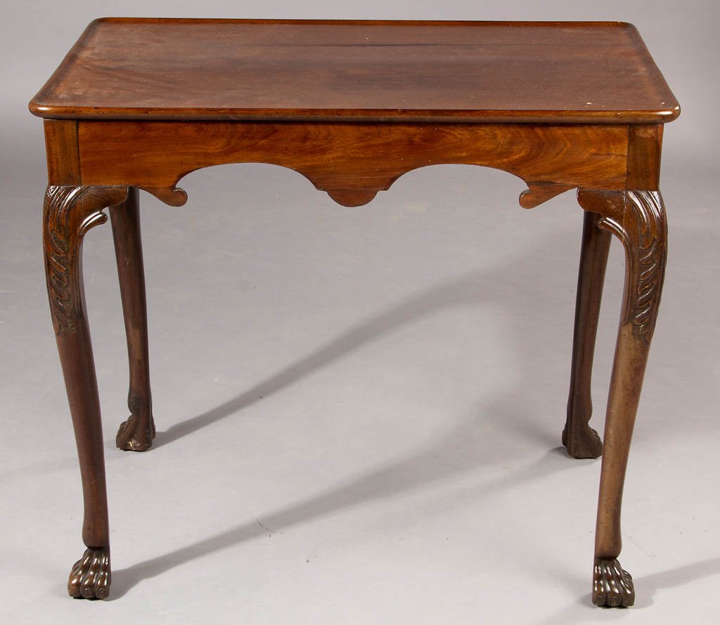 GEORGIAN CARVED MAHOGANY TEA TABLE (1 of 4)