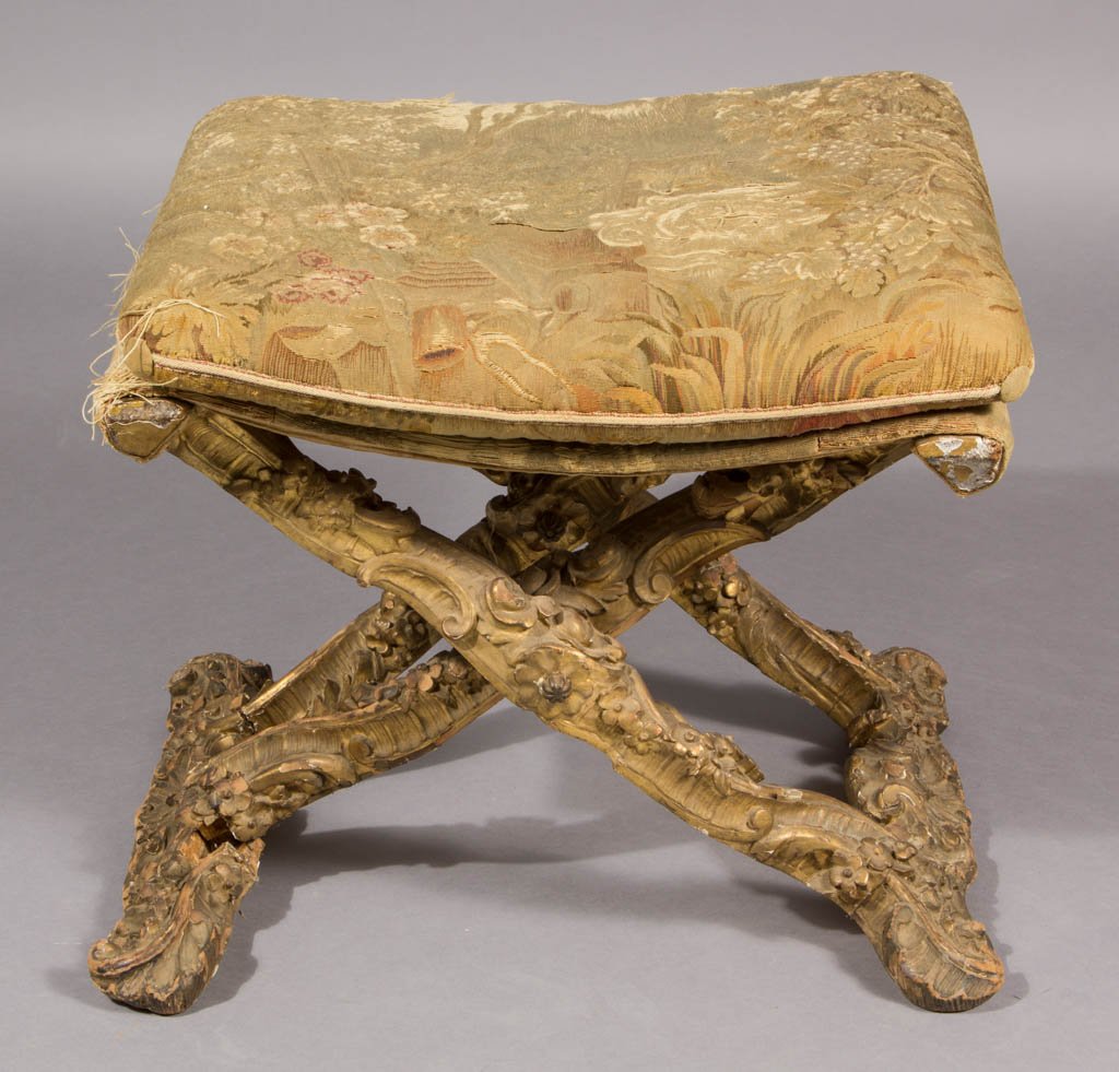 CONTINENTAL CARVED AND GILDED FOOTSTOOL (1 of 6)
