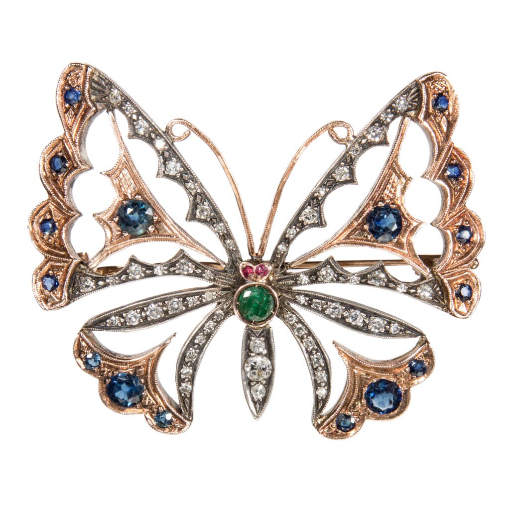 RUSSIAN GOLD AND JEWEL ENCRUSTED BROOCH IN THE MANNER (1 of 2)