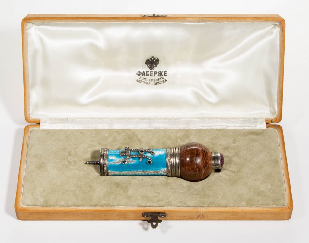 RUSSIAN SILVER, GUILLOCHE, AND JEWEL ENCRUSTED PARASOL (1 of 8)