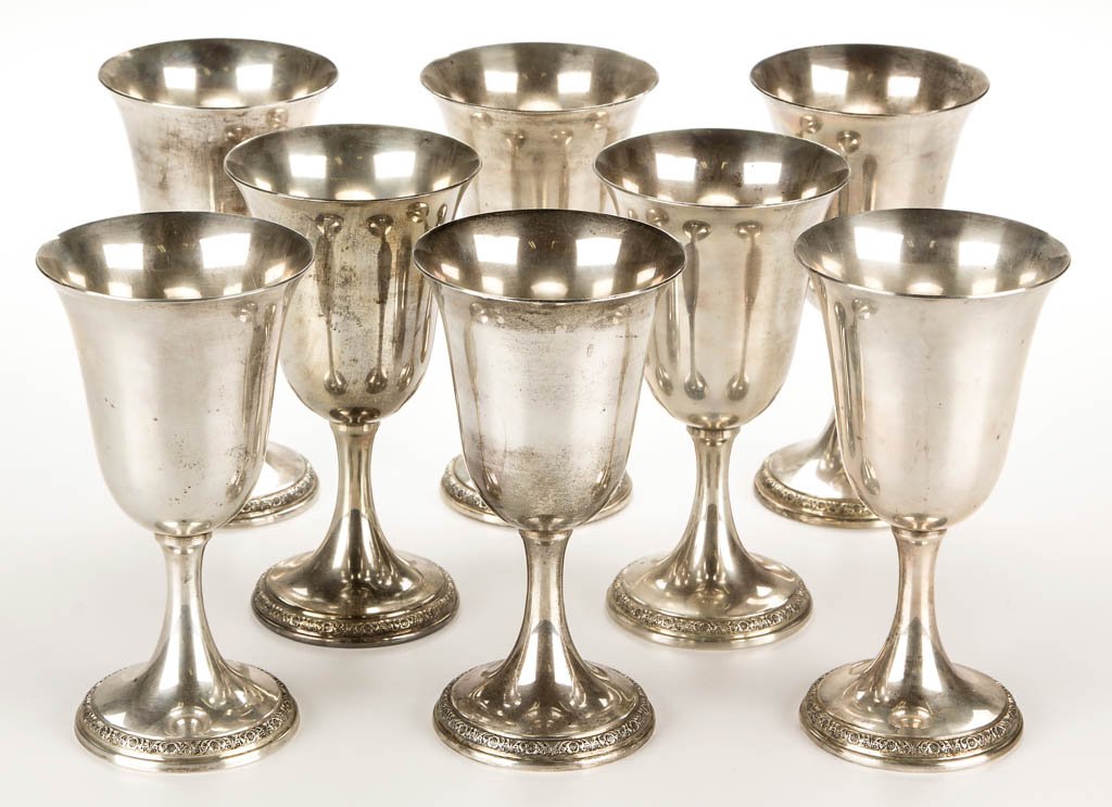 INTERNATIONAL STERLING SILVER GOBLETS, SET OF EIGHT (1 of 1)