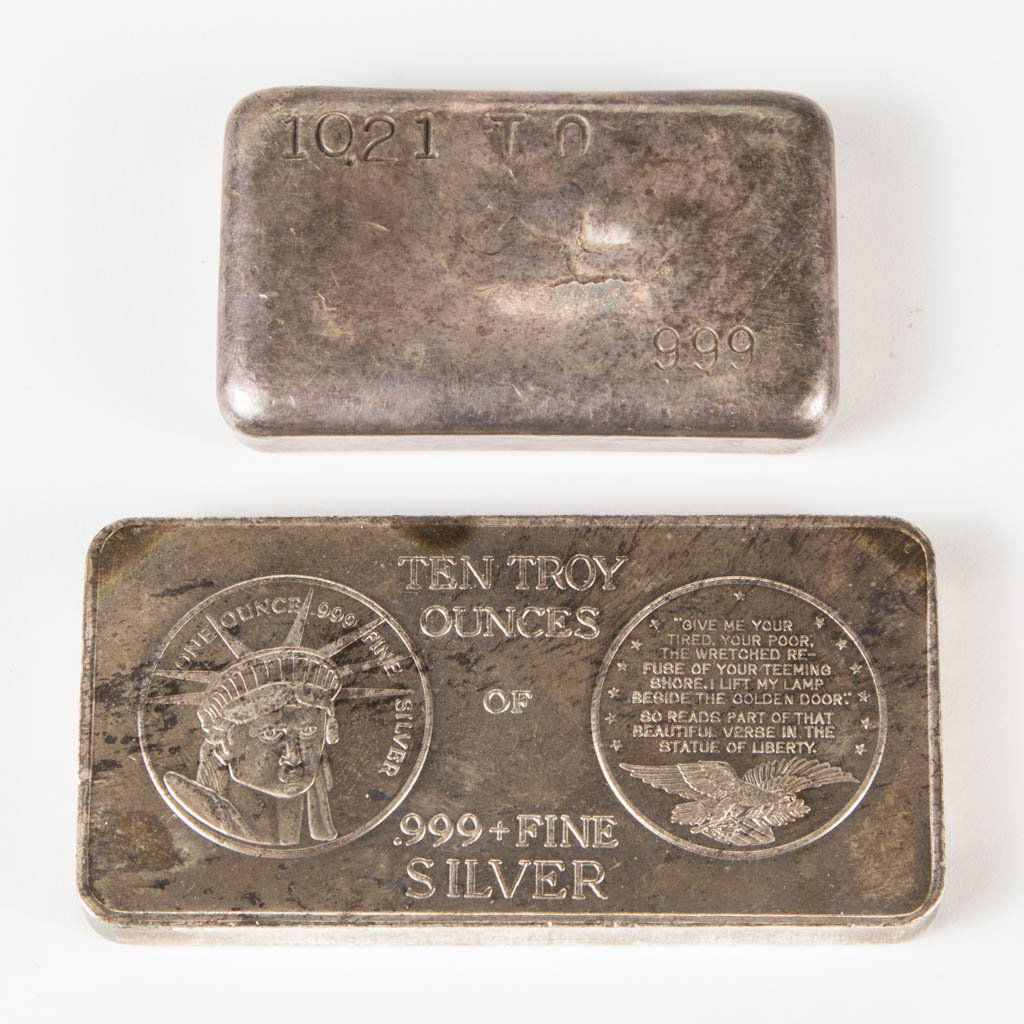 ASSORTED .999 FINE SILVER INGOTS, LOT OF TWO (1 of 1)
