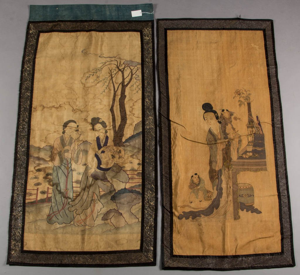 CHINESE WOVEN HANGING SCROLLS, LOT OF TWO (1 of 3)