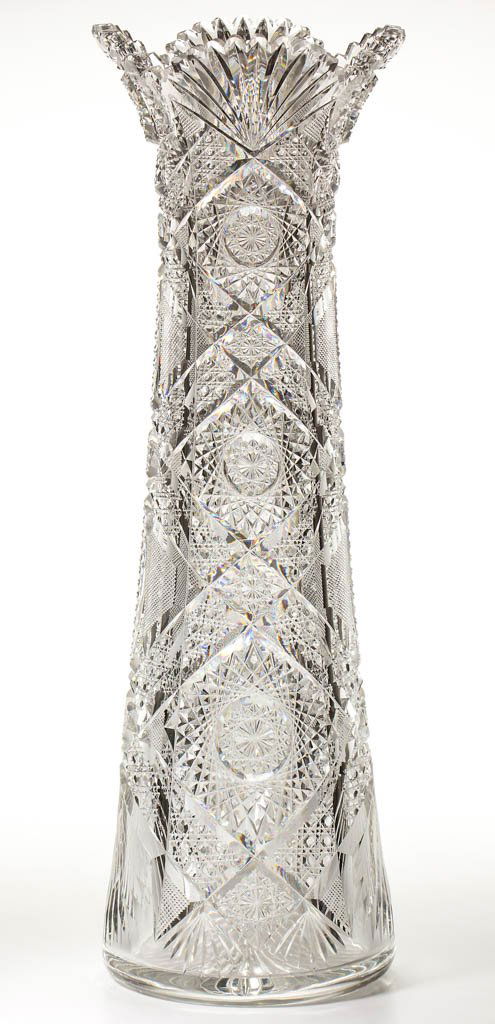 J. HOARE BRILLIANT CUT GLASS MONUMENTAL VASE (1 of 4)