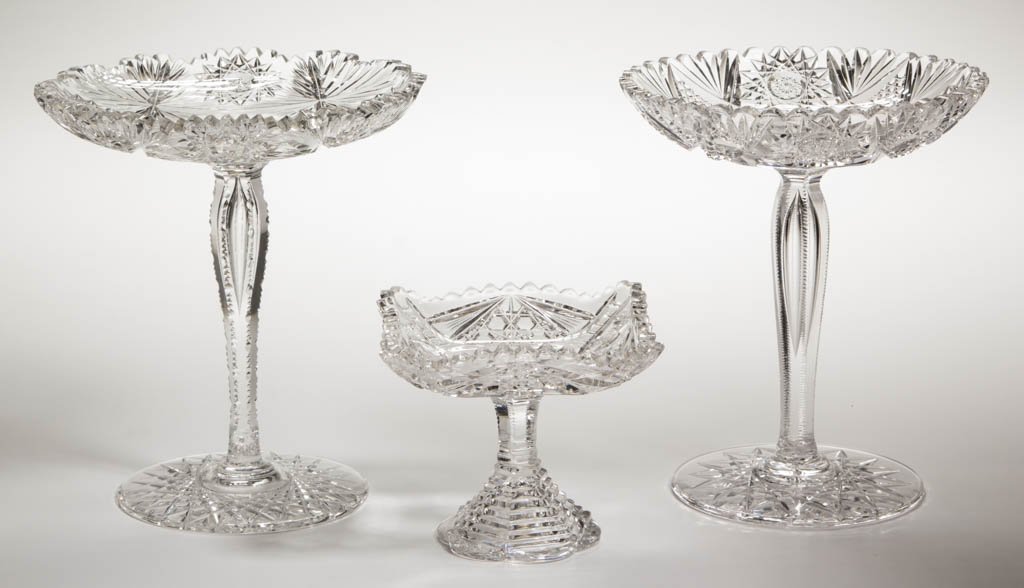 AMERICAN BRILLIANT CUT GLASS COMPOTES, LOT OF THREE (1 of 2)