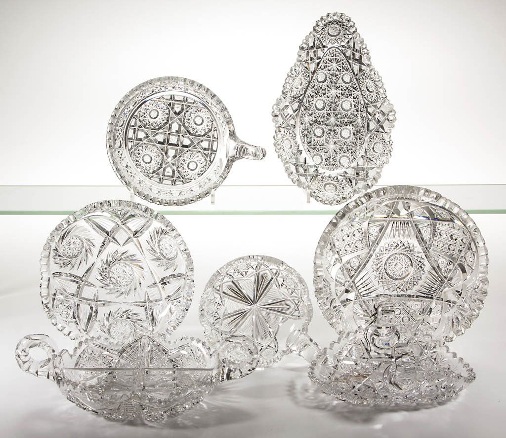 AMERICAN BRILLIANT CUT GLASS TABLE ARTICLES, LOT OF (1 of 2)