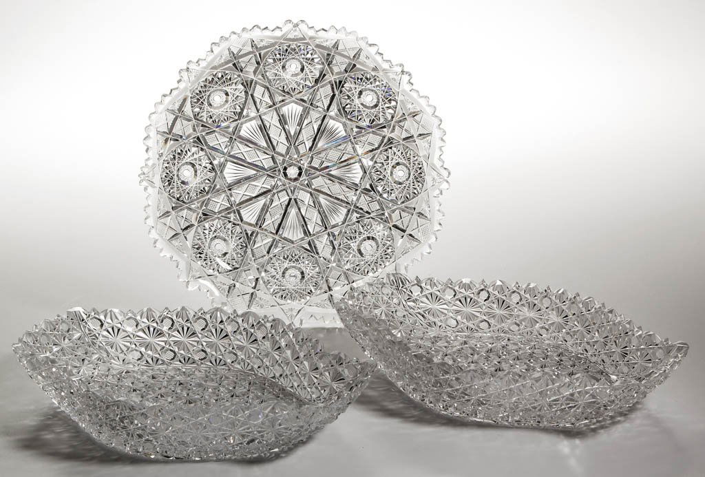 AMERICAN BRILLIANT CUT GLASS BOWLS, LOT OF THREE (1 of 3)