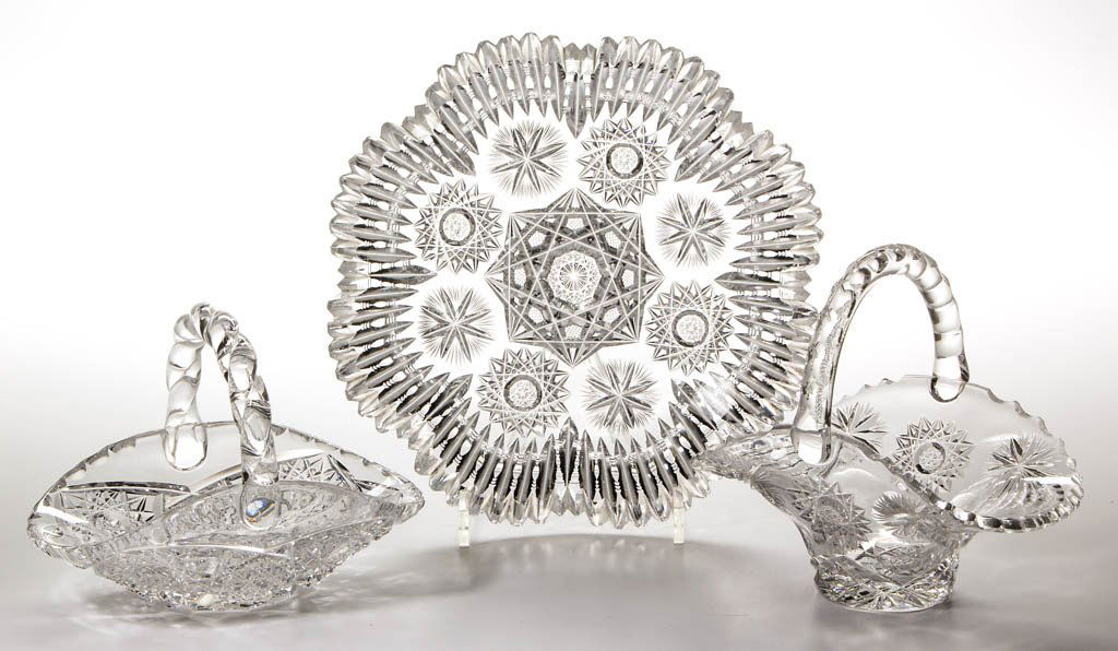 AMERICAN BRILLIANT CUT GLASS ASSORTED ARTICLES, LOT OF (1 of 3)